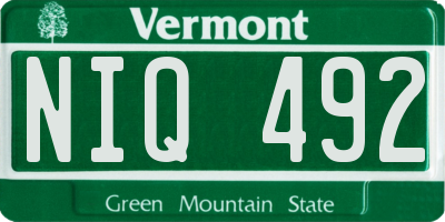 VT license plate NIQ492