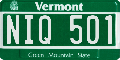VT license plate NIQ501
