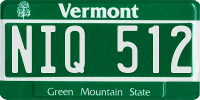 VT license plate NIQ512