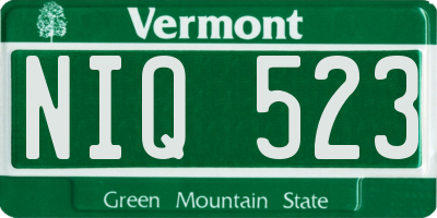 VT license plate NIQ523
