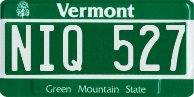 VT license plate NIQ527