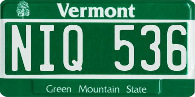 VT license plate NIQ536