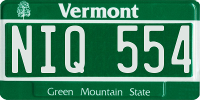 VT license plate NIQ554