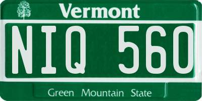 VT license plate NIQ560