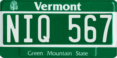 VT license plate NIQ567