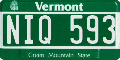 VT license plate NIQ593