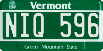VT license plate NIQ596