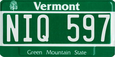 VT license plate NIQ597