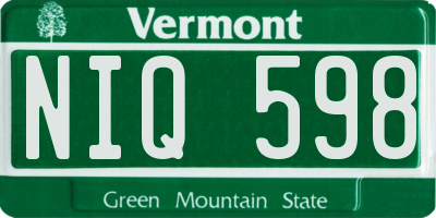 VT license plate NIQ598
