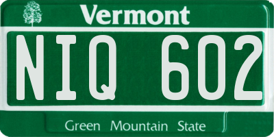VT license plate NIQ602