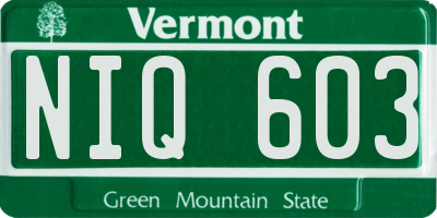 VT license plate NIQ603