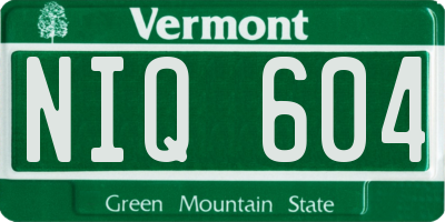 VT license plate NIQ604