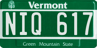VT license plate NIQ617