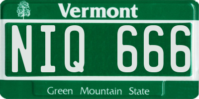 VT license plate NIQ666