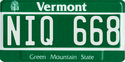 VT license plate NIQ668