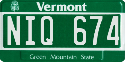 VT license plate NIQ674