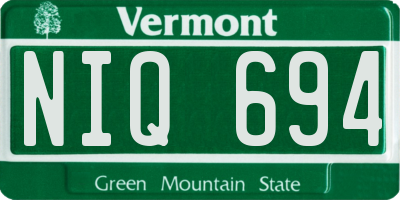 VT license plate NIQ694