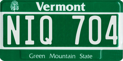 VT license plate NIQ704