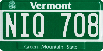 VT license plate NIQ708