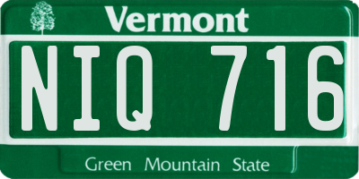 VT license plate NIQ716
