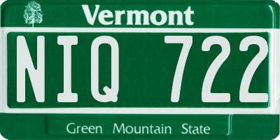 VT license plate NIQ722