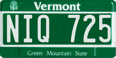 VT license plate NIQ725