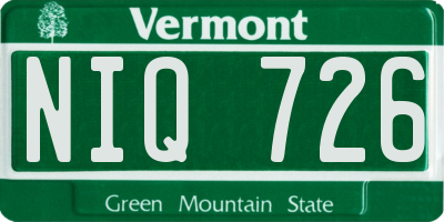 VT license plate NIQ726