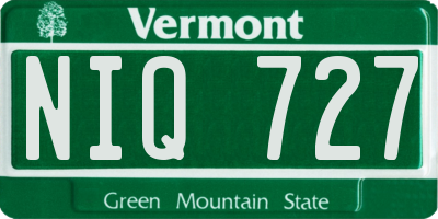 VT license plate NIQ727
