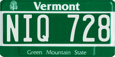 VT license plate NIQ728