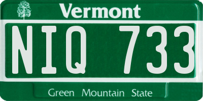 VT license plate NIQ733
