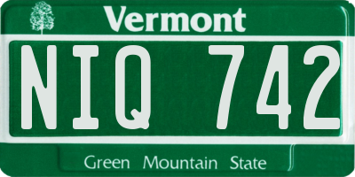 VT license plate NIQ742