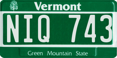 VT license plate NIQ743