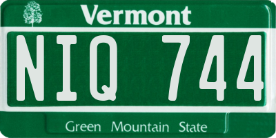 VT license plate NIQ744