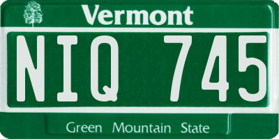 VT license plate NIQ745