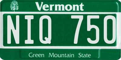 VT license plate NIQ750