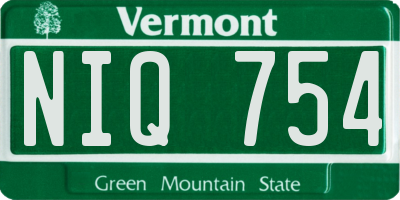VT license plate NIQ754