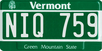 VT license plate NIQ759