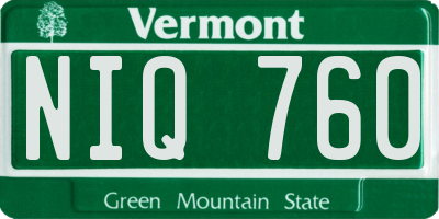 VT license plate NIQ760