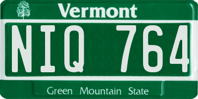VT license plate NIQ764