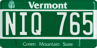 VT license plate NIQ765