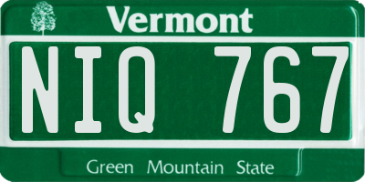 VT license plate NIQ767