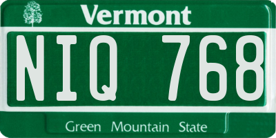 VT license plate NIQ768