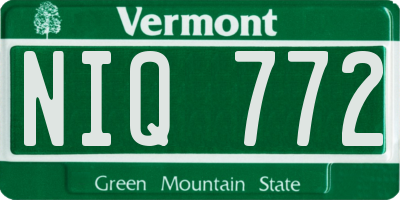 VT license plate NIQ772