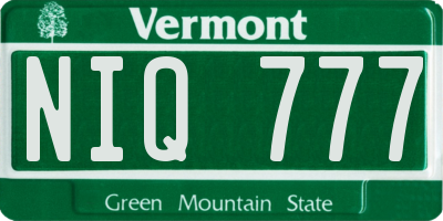 VT license plate NIQ777