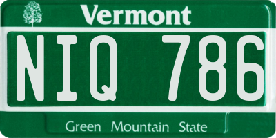 VT license plate NIQ786