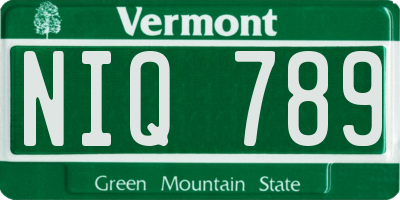 VT license plate NIQ789