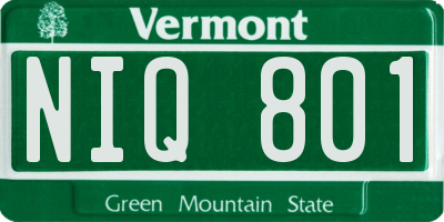 VT license plate NIQ801