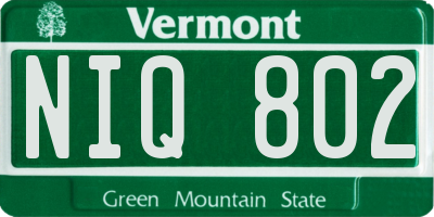 VT license plate NIQ802