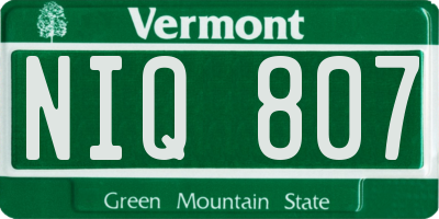 VT license plate NIQ807