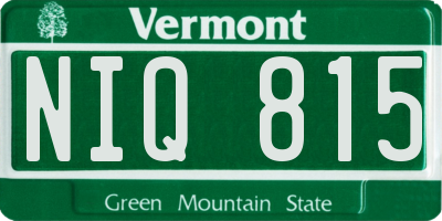 VT license plate NIQ815